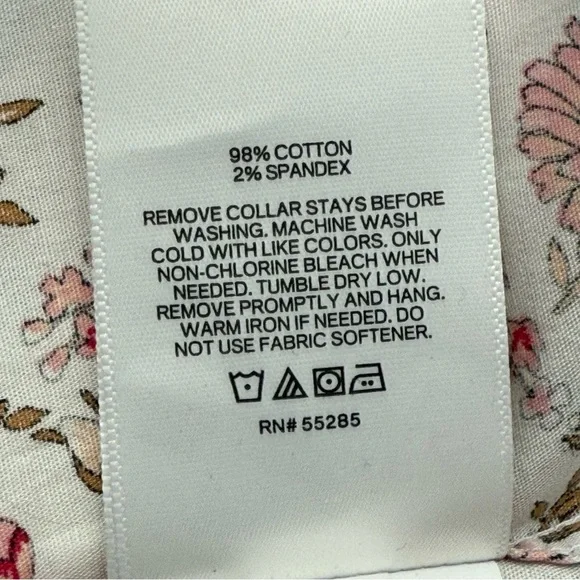 Express Slim 1MX Mens Collared Full Front Button Fitted Dress Shirt White Floral - Picture 3 of 5